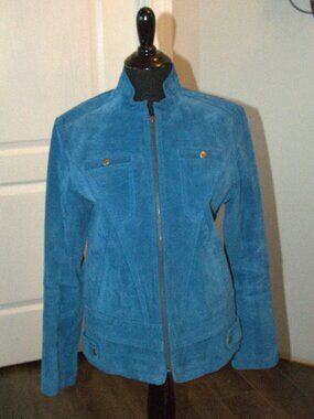 Chico Blue Suede Leather Jacket Women's size 0 (XSmall)